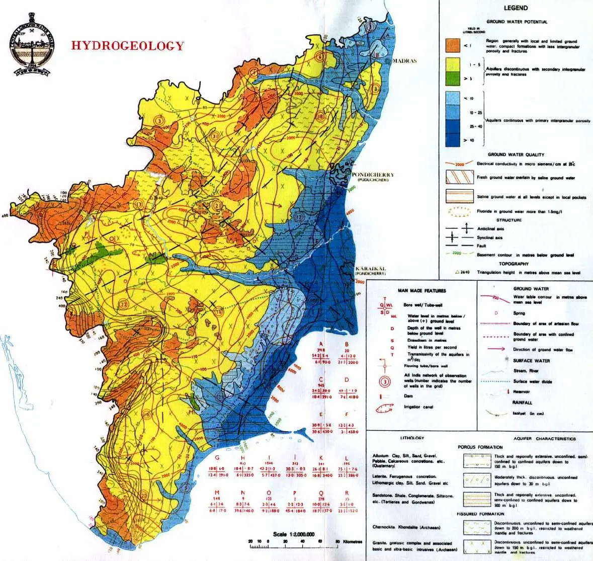 Hydrographic Map of Tamil Nadu - Mapsof.Net