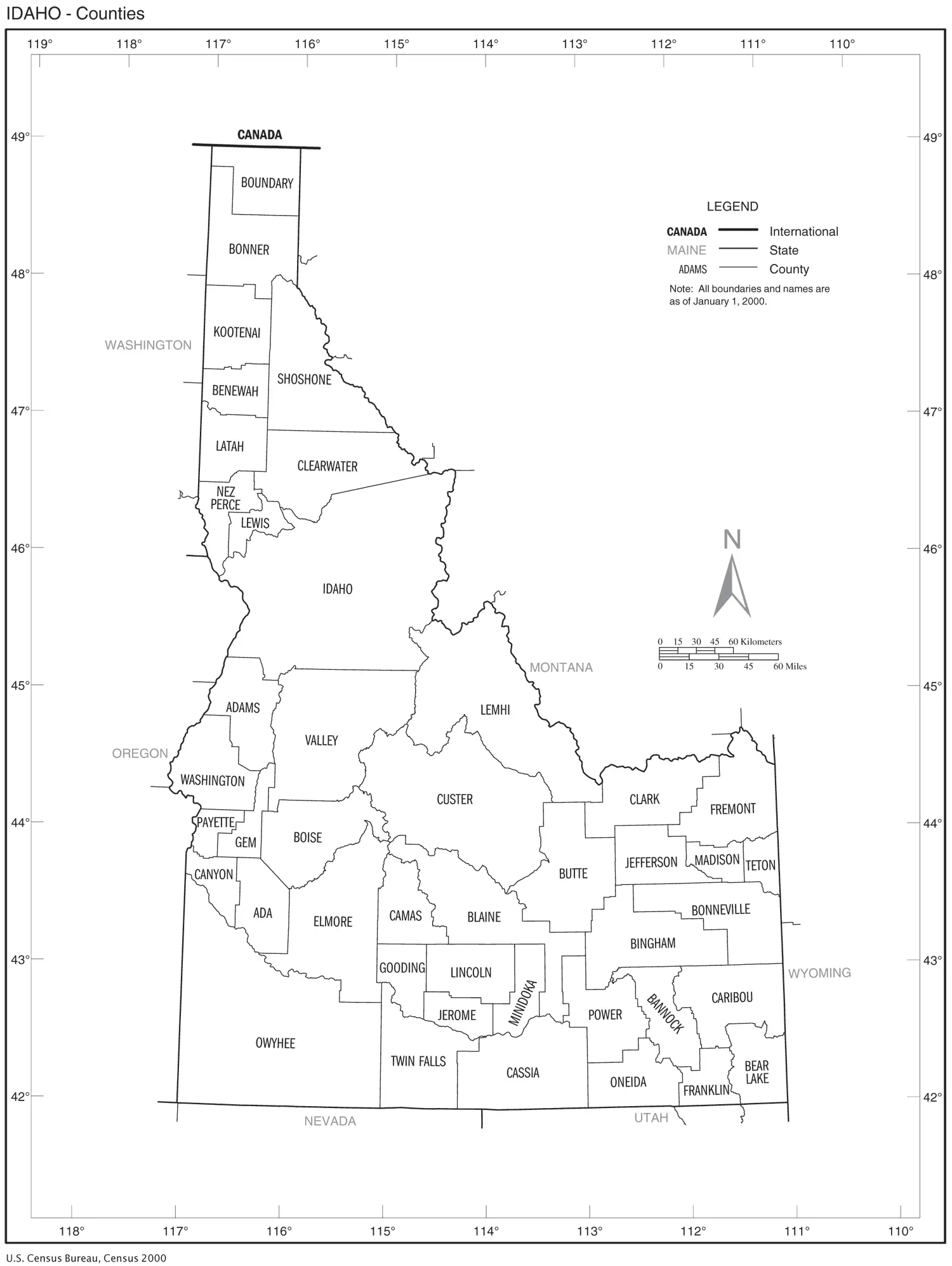 Idaho Counties Map