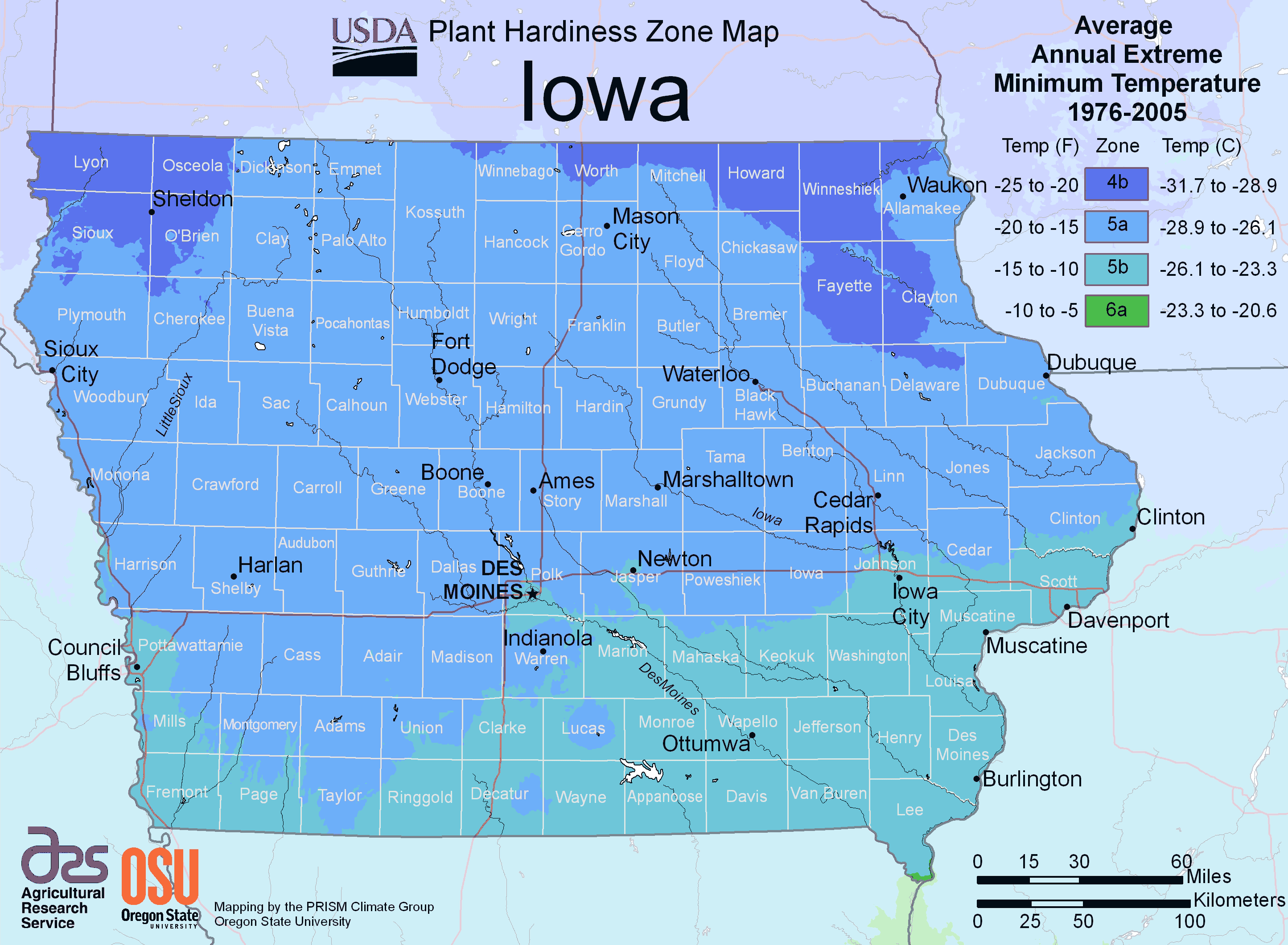 Iowa Plant Hardiness Zone Map