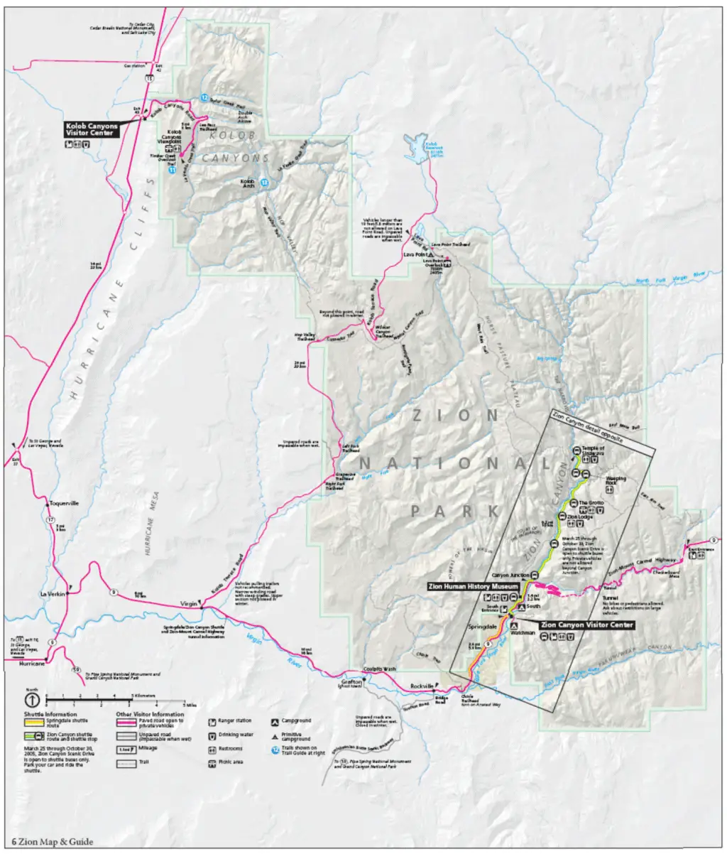Karte Zion Nationalpark