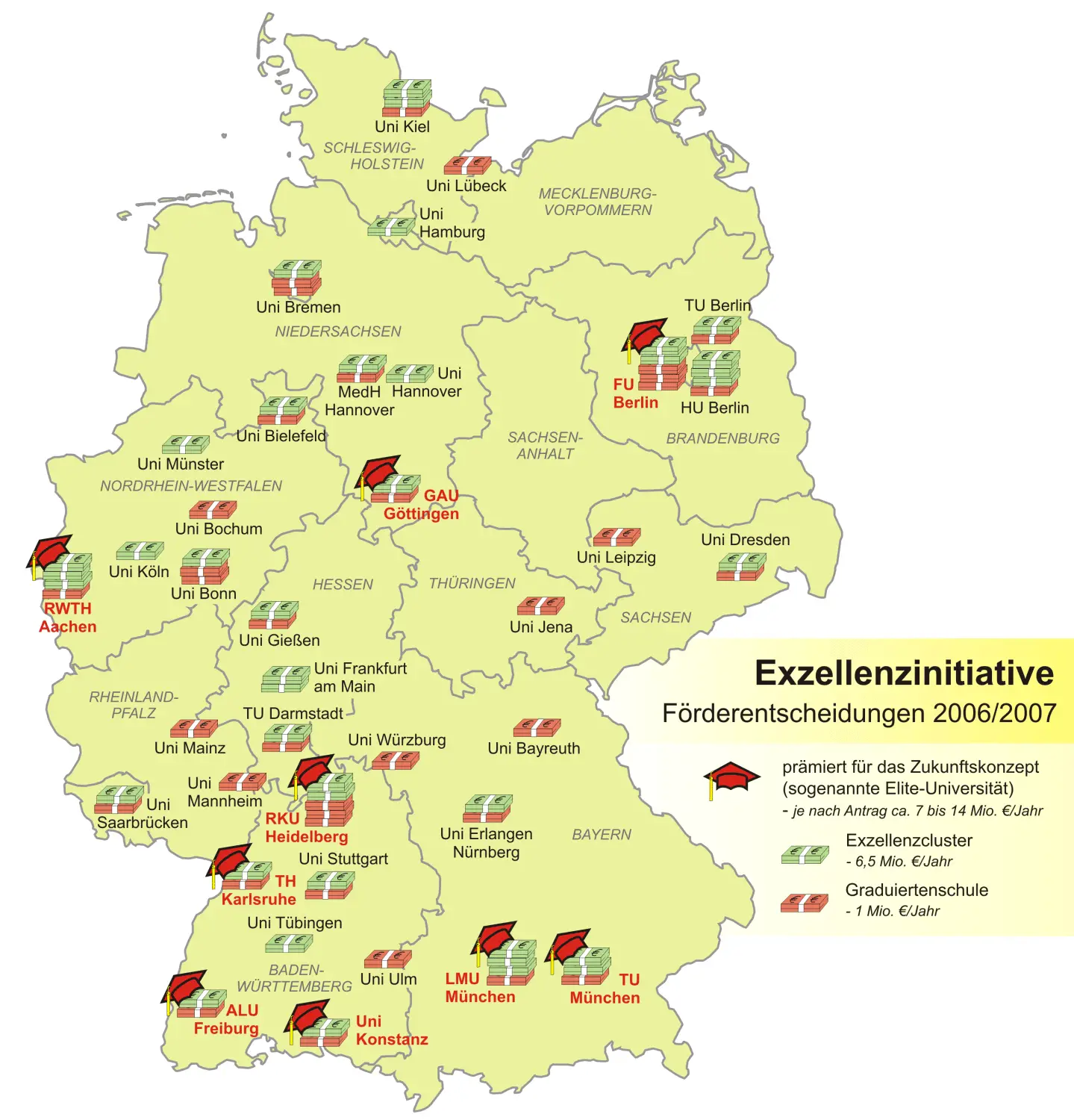 Karte Zur Exzellenzinitiative In Deutschland
