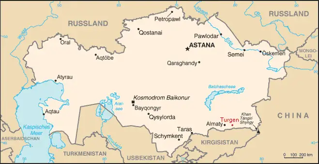 Kasachstan Karte Point On Turgen De