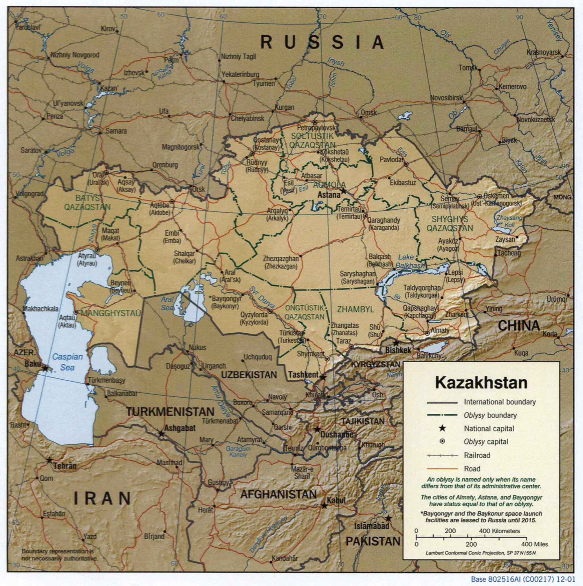 Kazakhstan 2001 Cia Map
