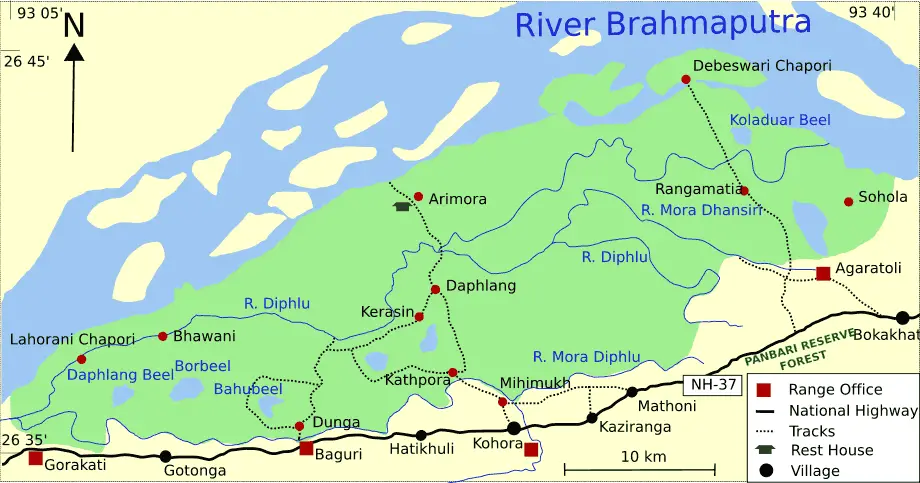 Kaziranga National Park Map En Mod
