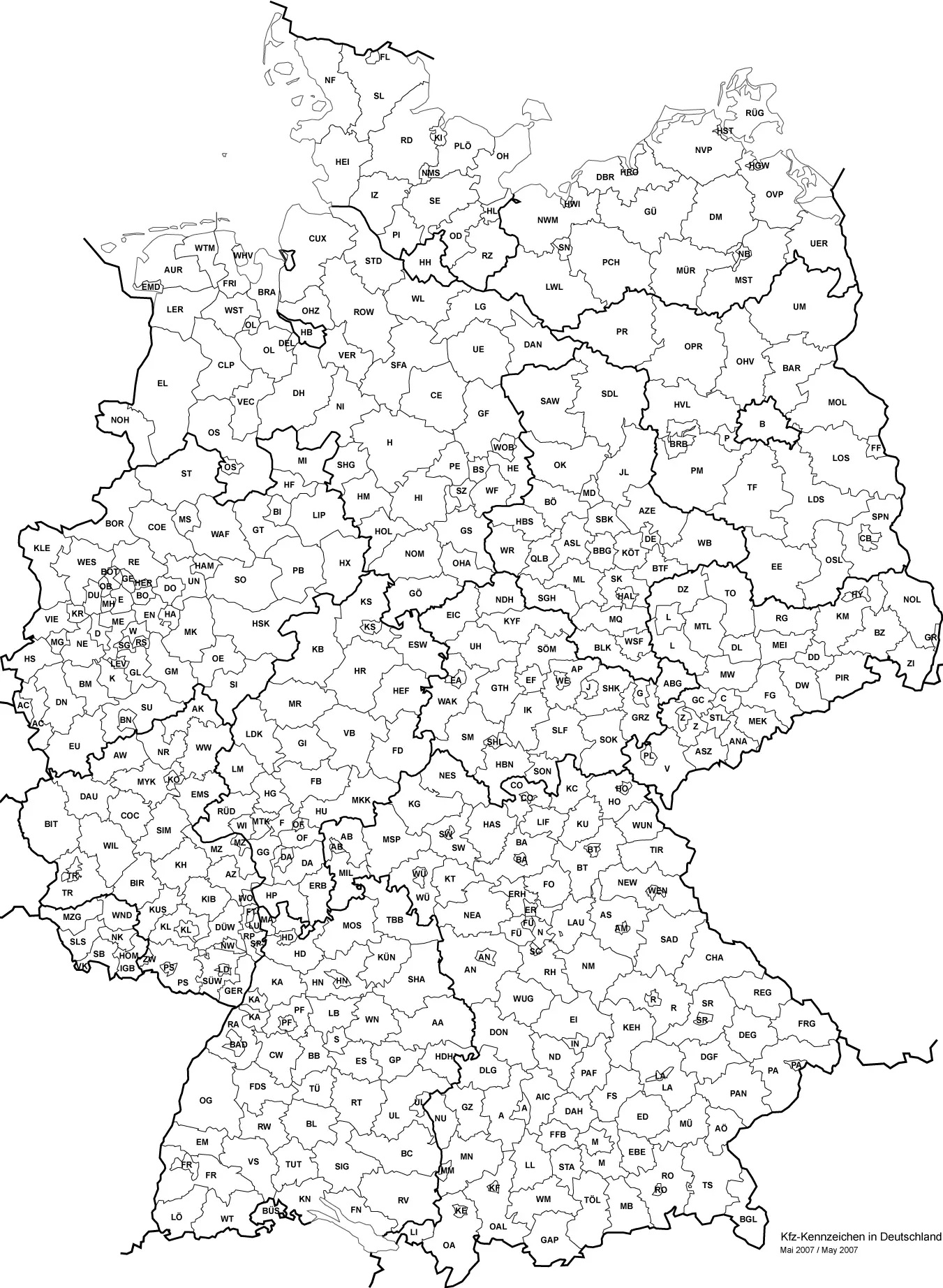 Kfz Kennzeichen Deutschlands 06 2007