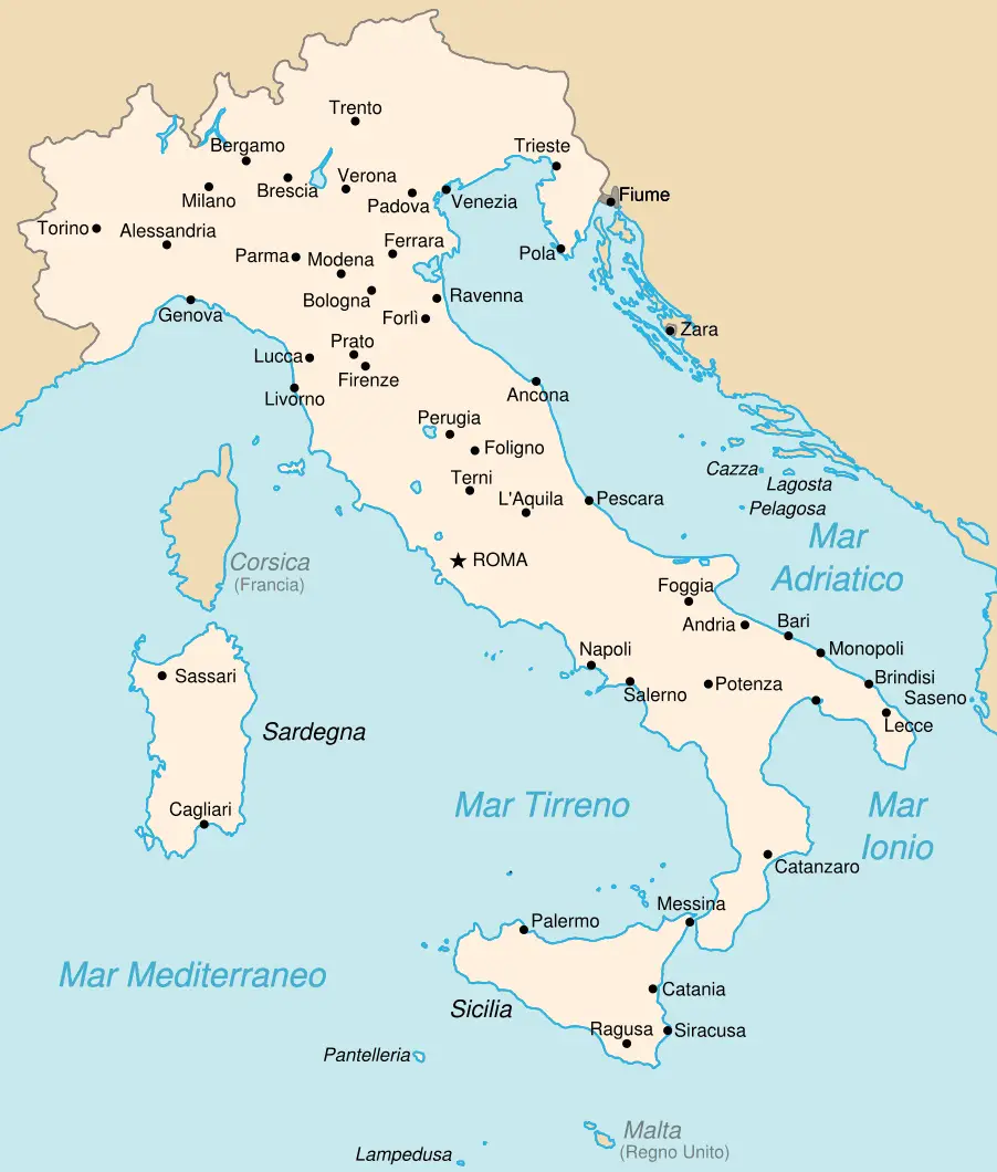 Kingdom of Italy 1919 Map