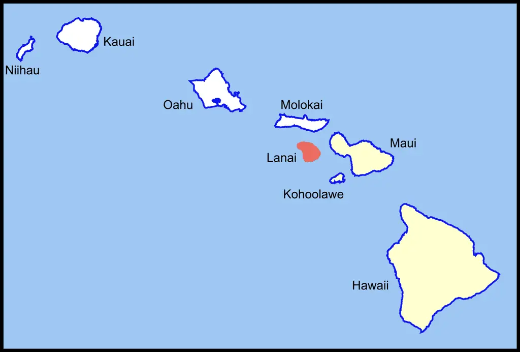 Lanai Island Location (southeastern Islands)
