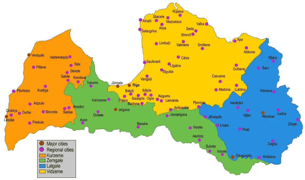Latvija Novadi Un Pilsetas Mapsof Net
