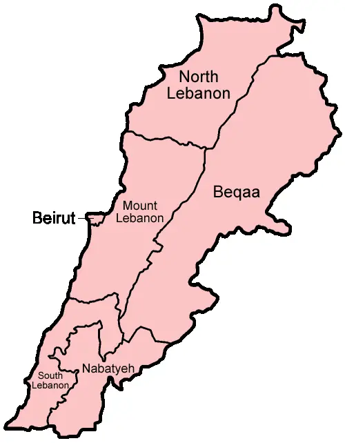 Lebanon Governorates English