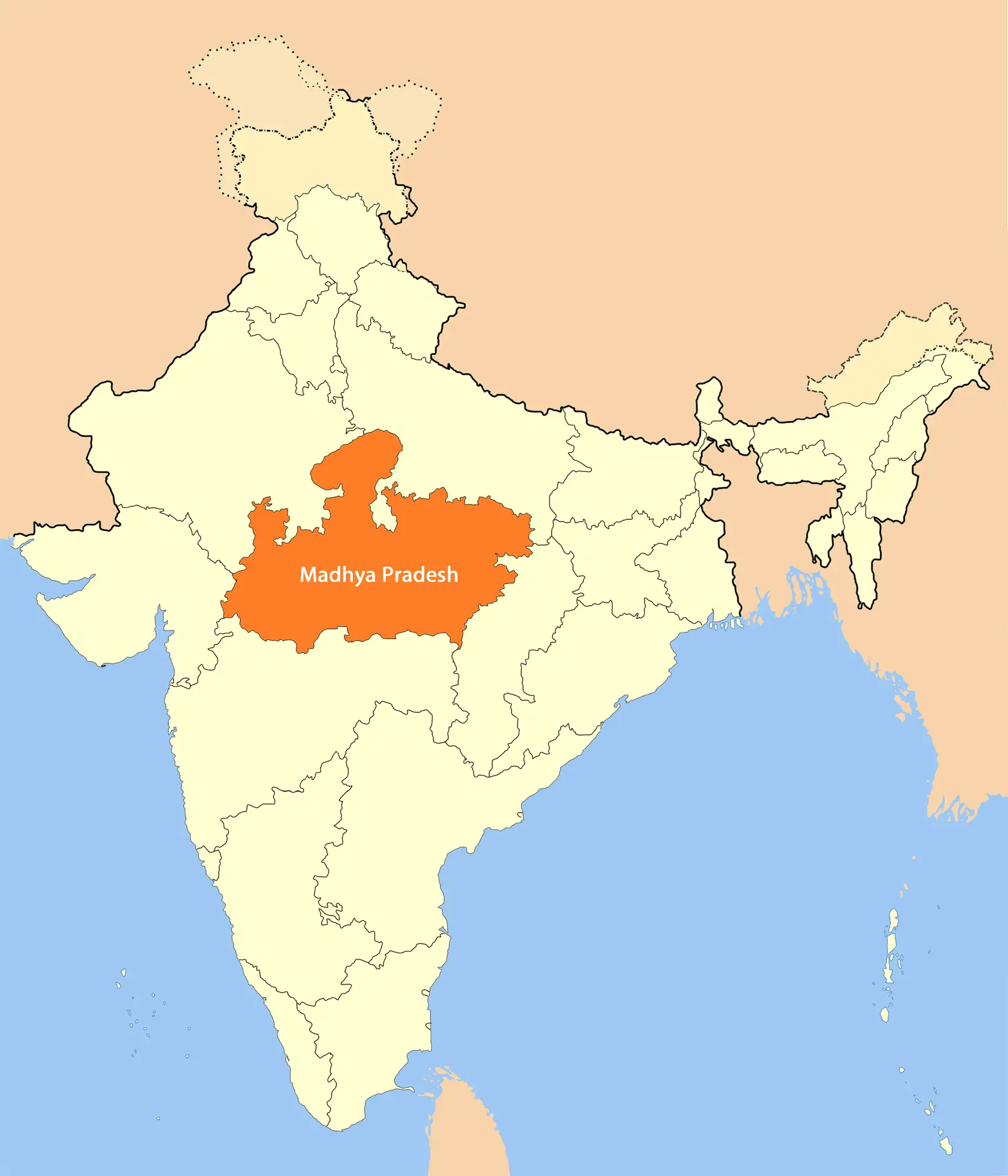 Location Map of Madhya Pradesh