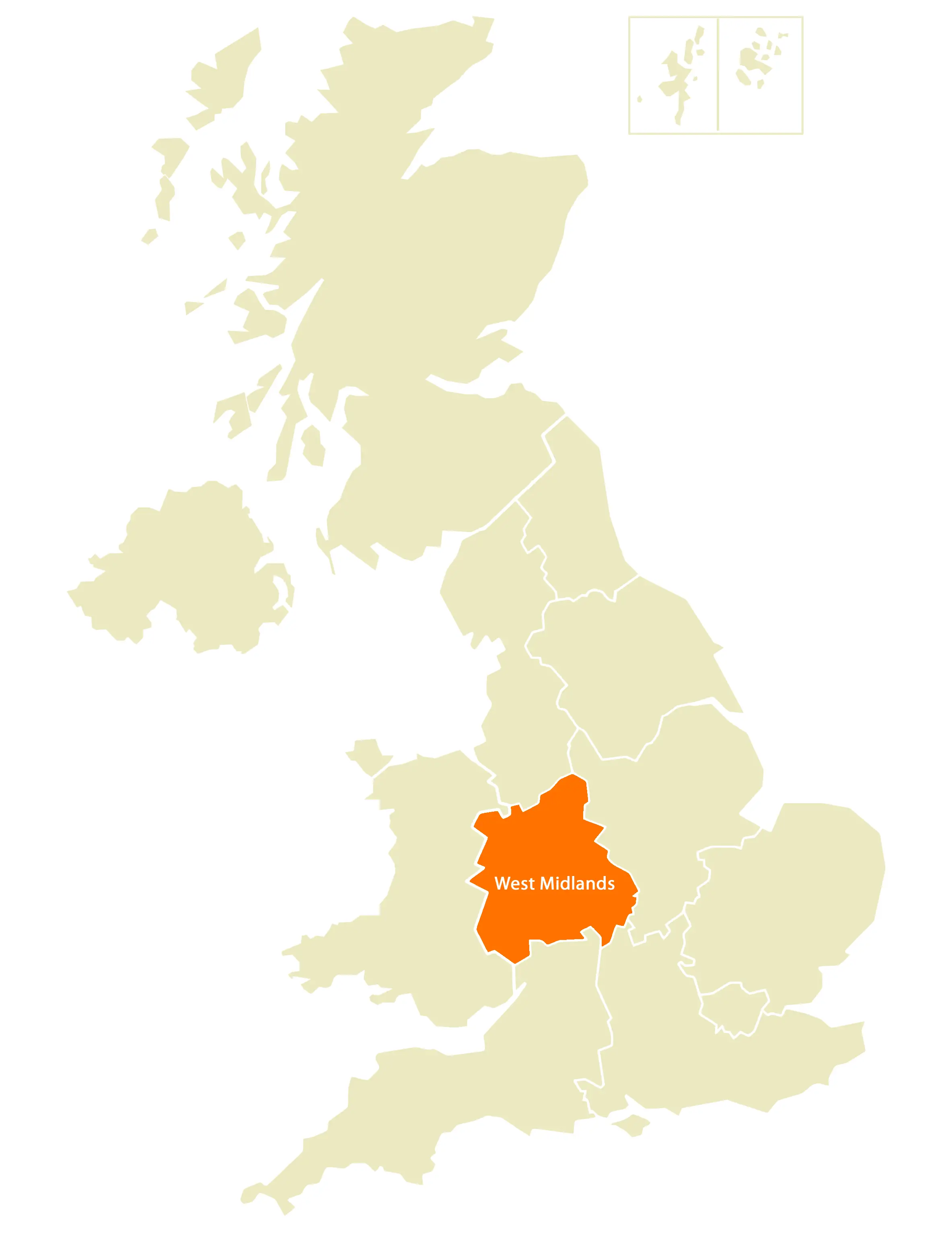 Location Map of West Midlands
