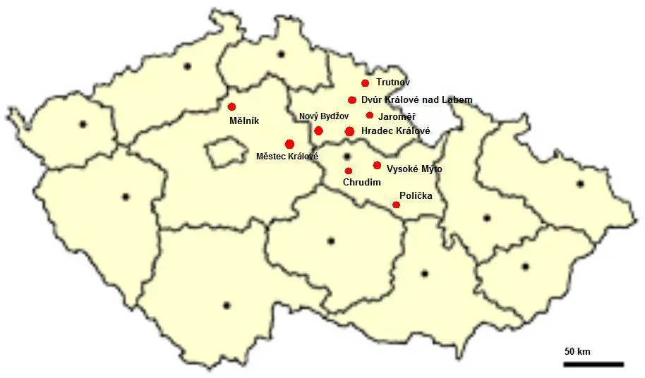 Location of Dowry Towns In the Czech Republic