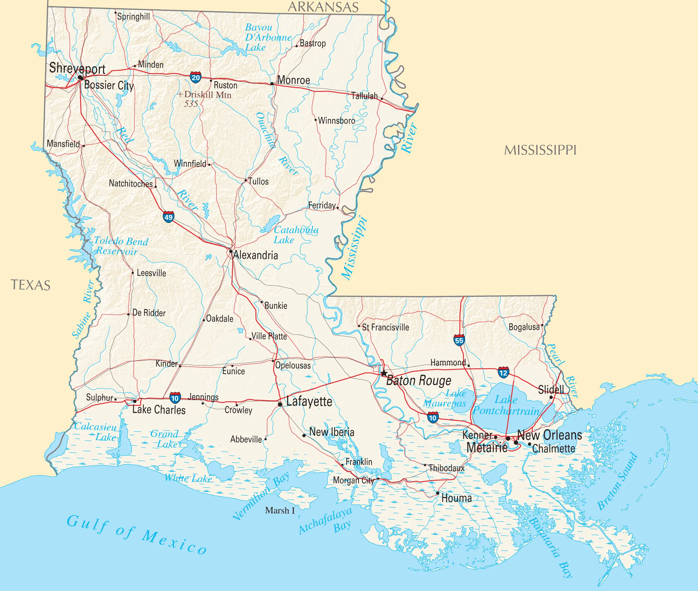 Louisiana Reference Map