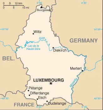 Luxembourg Cia Wfb Map