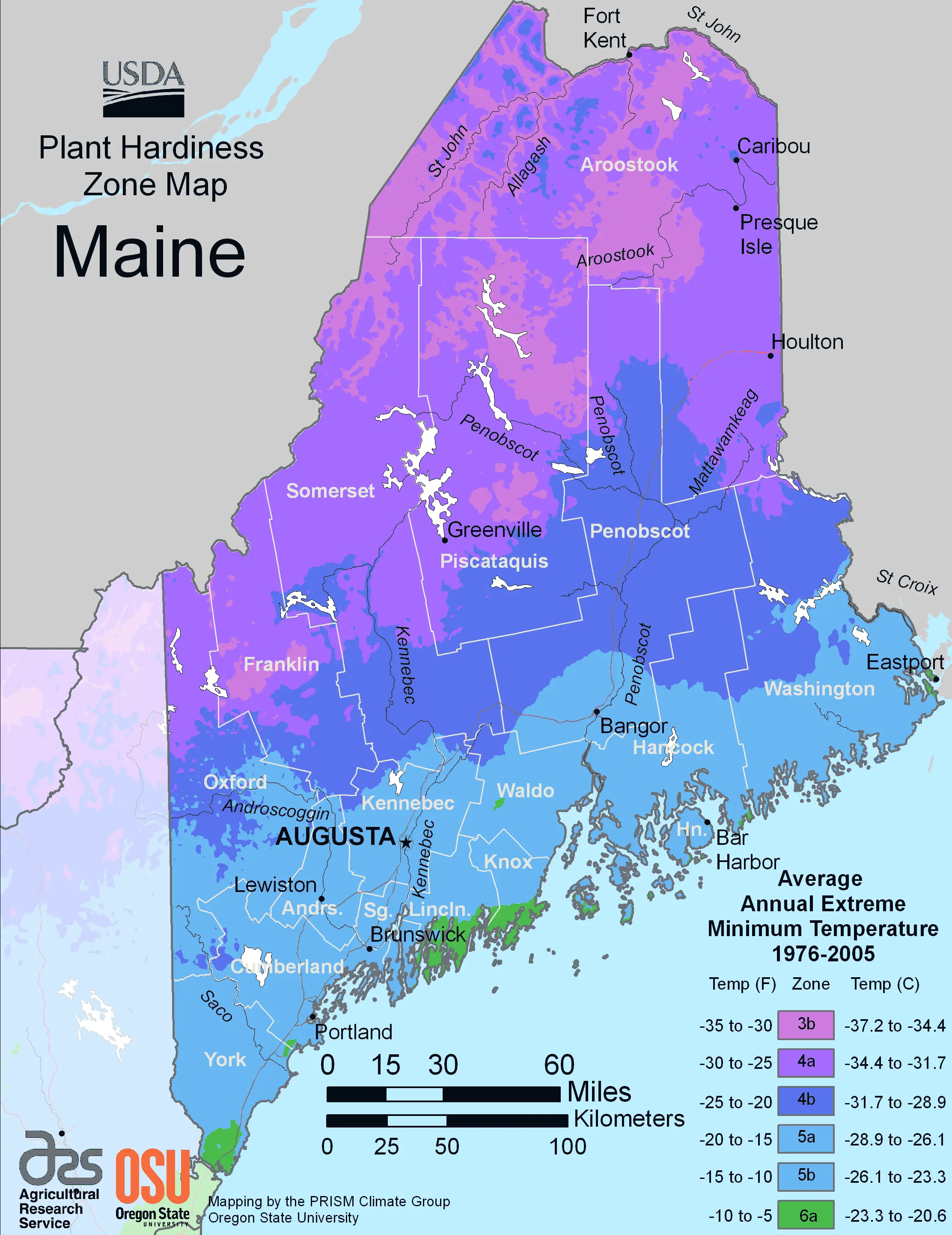 Maine Plant Hardiness Zone Map. to view it full screen. 