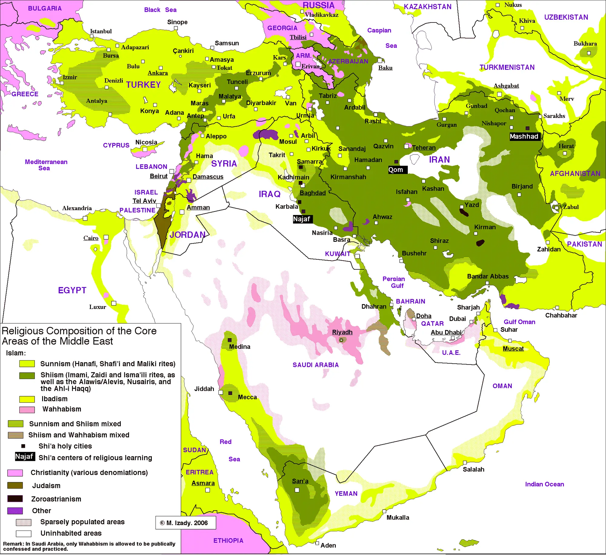 Map of Middle East religious composition