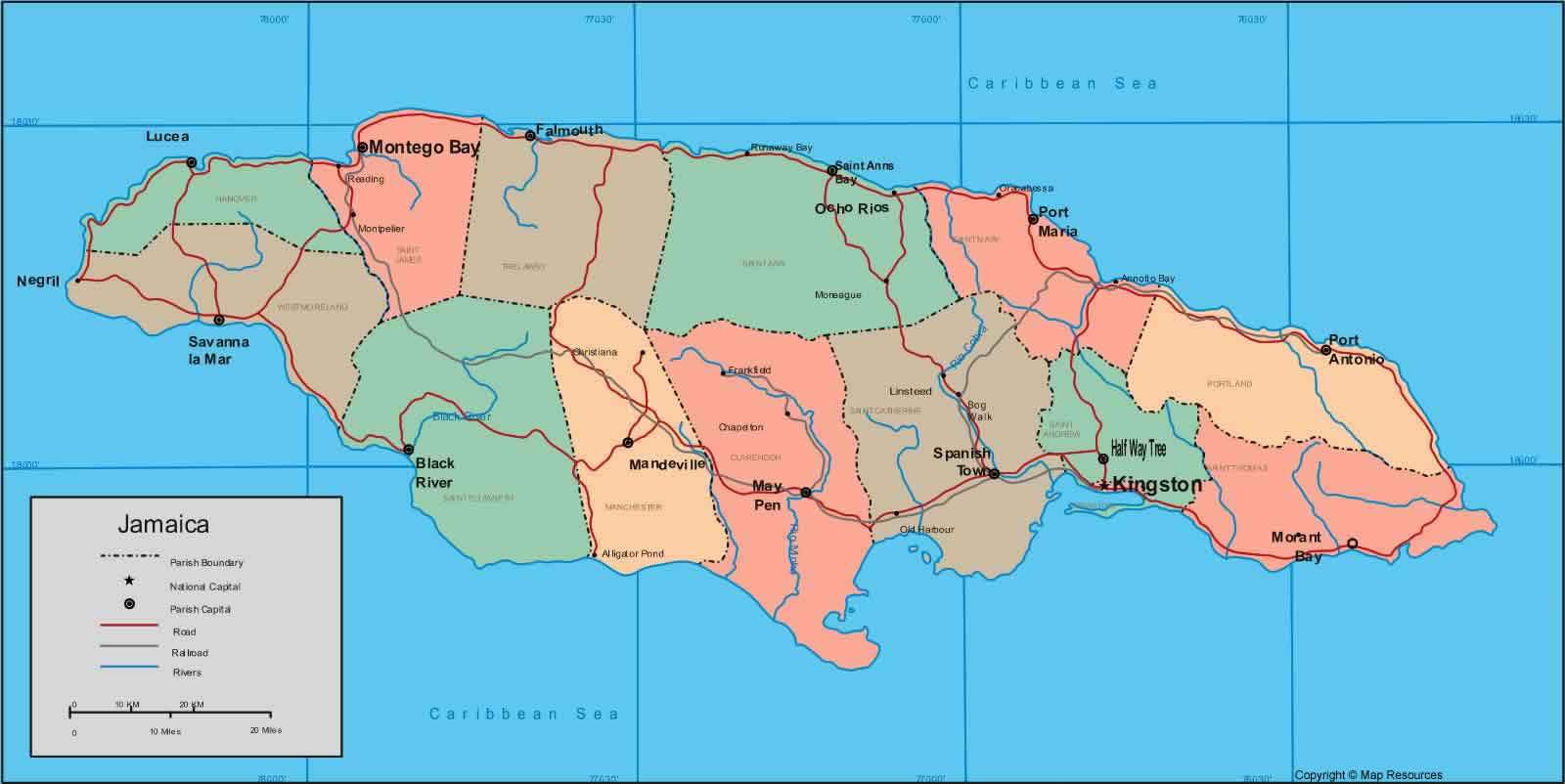 Map Jamaica