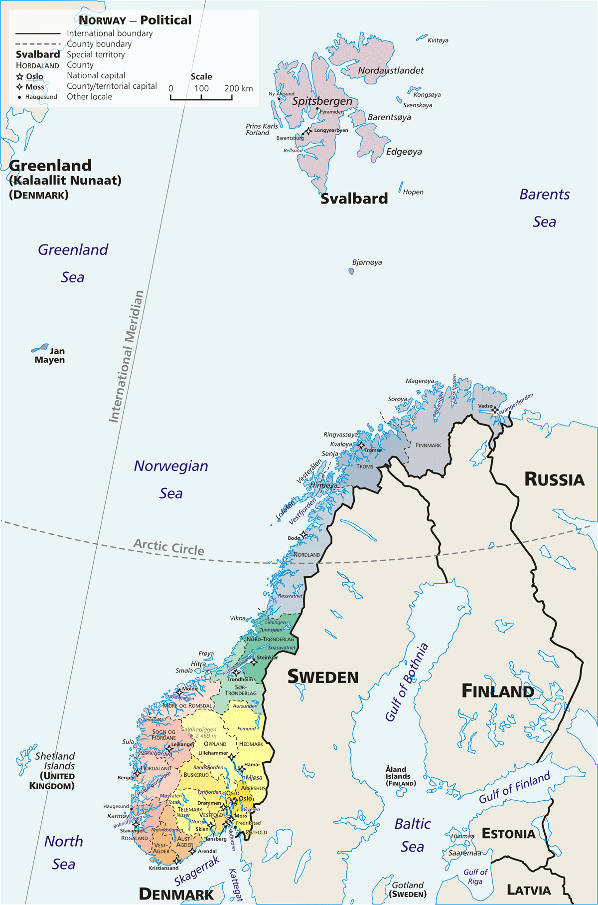 Map Norway Political Geo