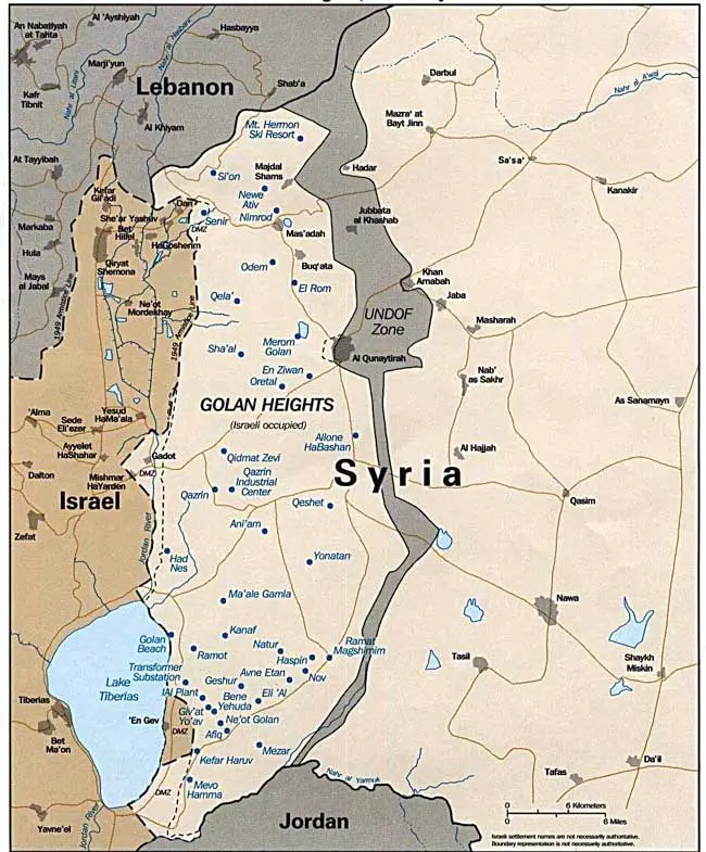 Map of Golan Heights