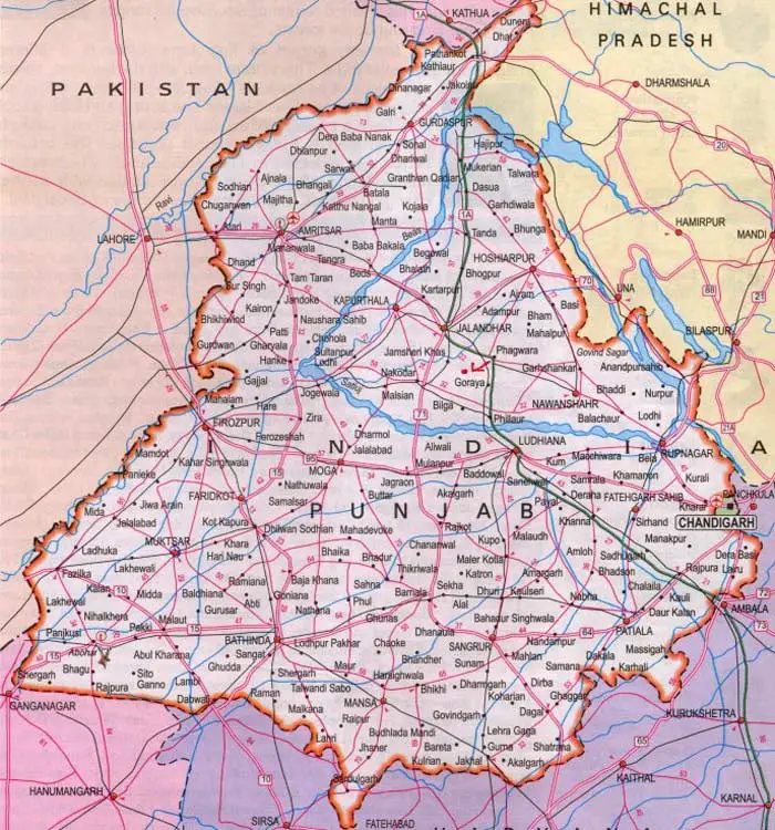 Road Map Of Punjab Mapsofnet | Images and Photos finder