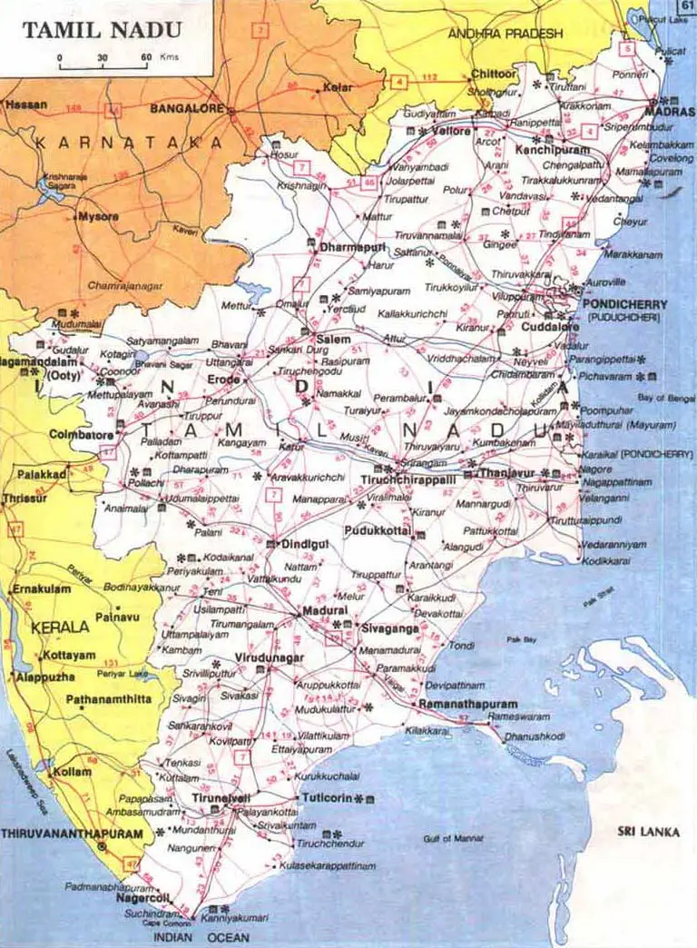 Map of Tamil Nadu