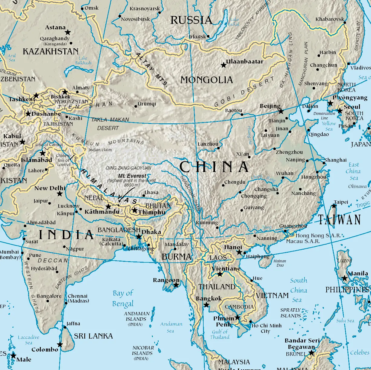 Map of China (physical)