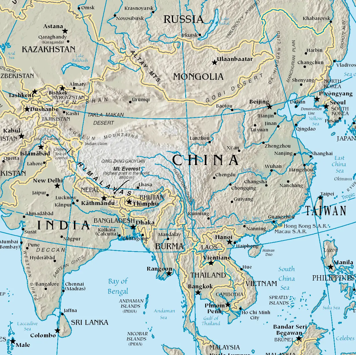 Map of China (physical) 1