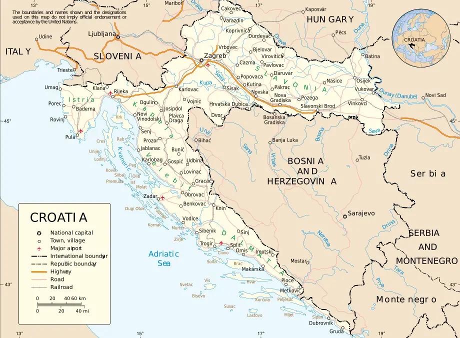 Map of Croatia Un