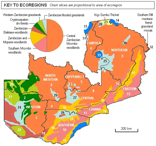 Map of Ecoregions of Zambia