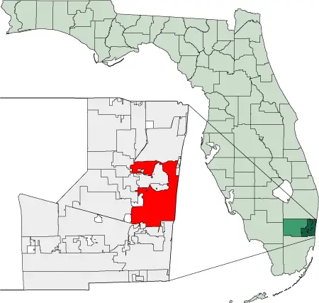 Map of Florida Highlighting Fort Lauderdale