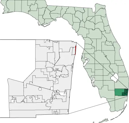 Map of Florida Highlighting Hillsboro Beach