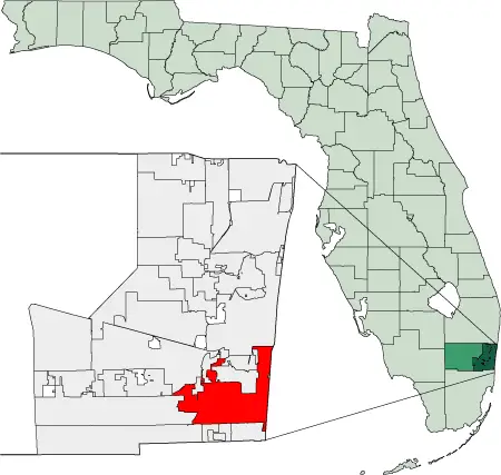 Map of Florida Highlighting Hollywood
