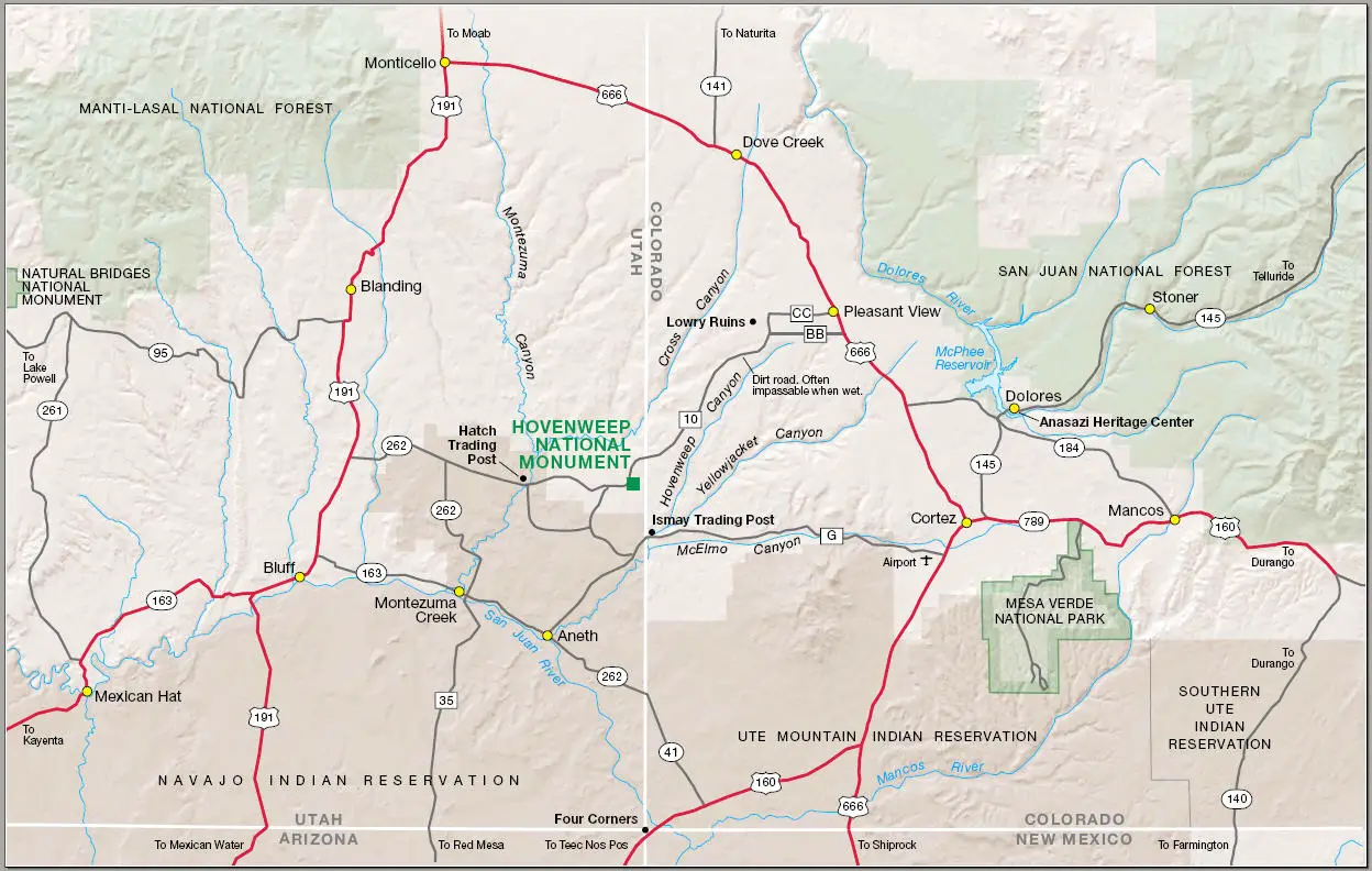 Map of Hovenweep Nm