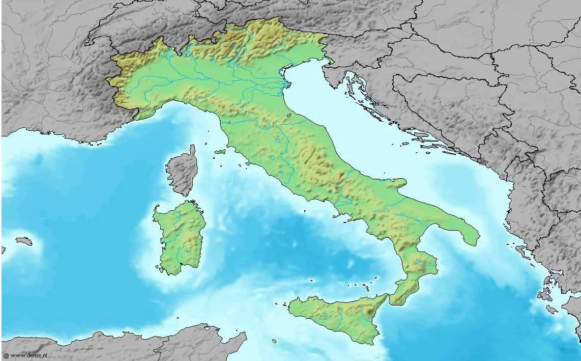 Map of Italy (w O  Labels)
