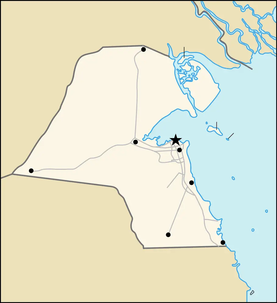 Map of Kuwait (blank)
