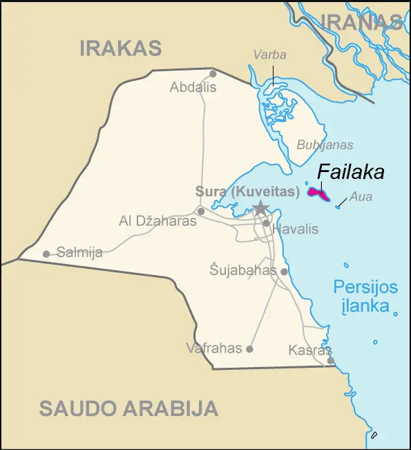 Map of Kuwait Failaka (lithuanian)