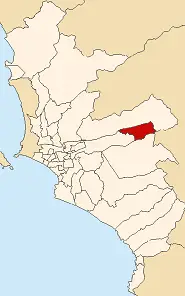Map of Lima Highlighting Chaclacayo