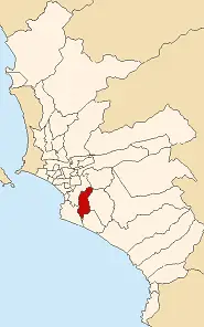 Map of Lima Highlighting San Juan De Miraflores