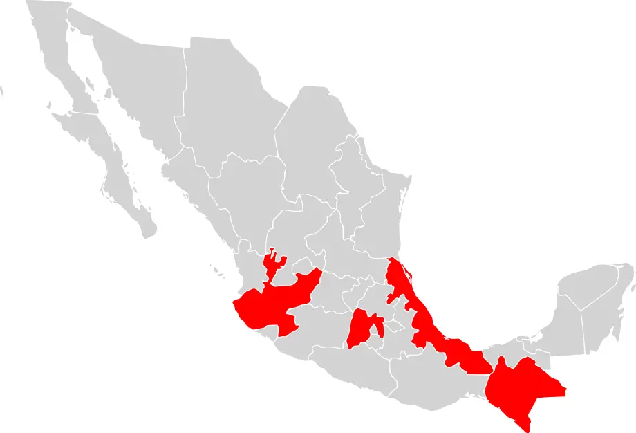 Map of Mexico Highlighting Oca Mexican Exarchate