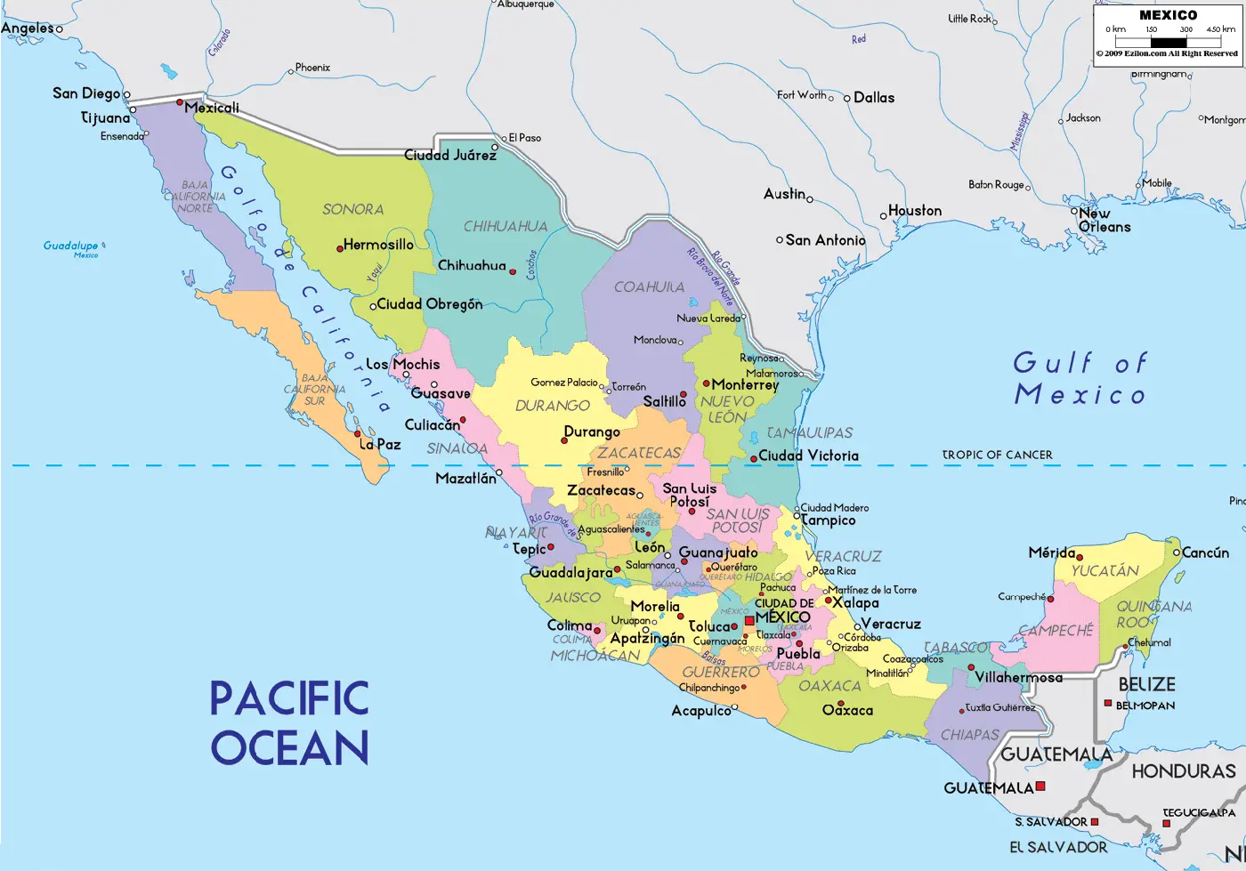 Map Of Mexico States