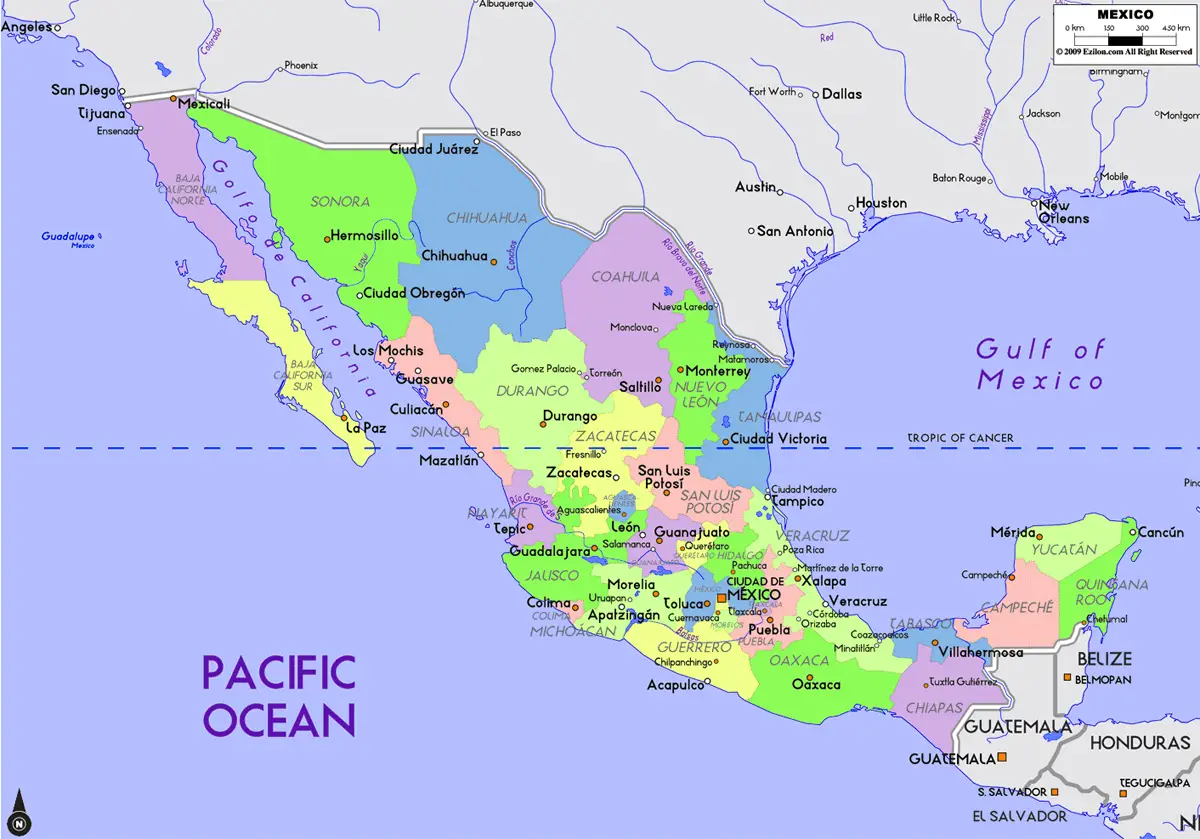 Map Of Mexico States And Capitals