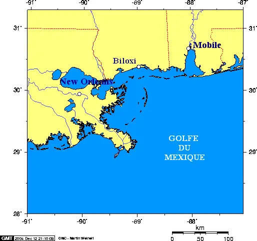 Map of Mississippi Coast