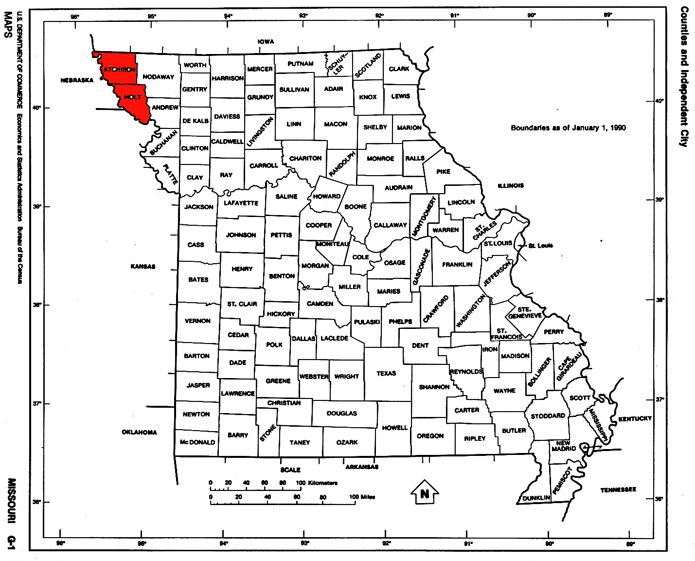 Map of Missouri Highlighting the Loess Hills