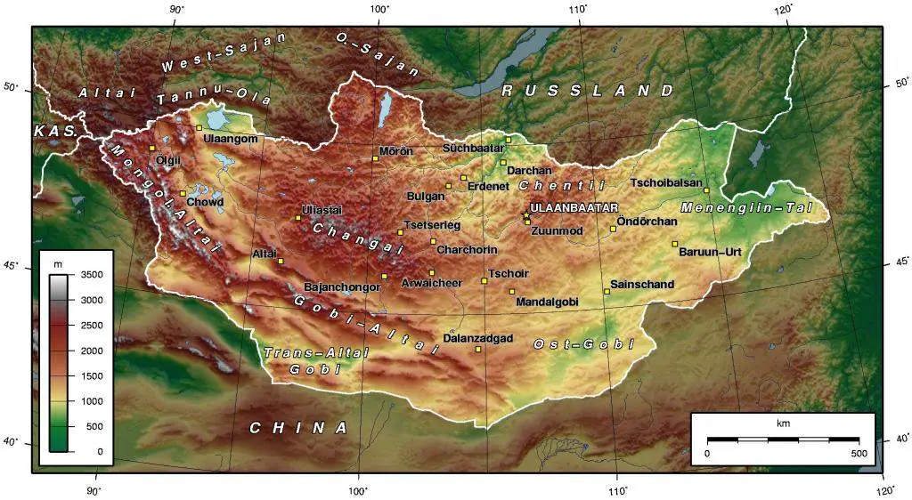 Map of Mongolia Topographic De