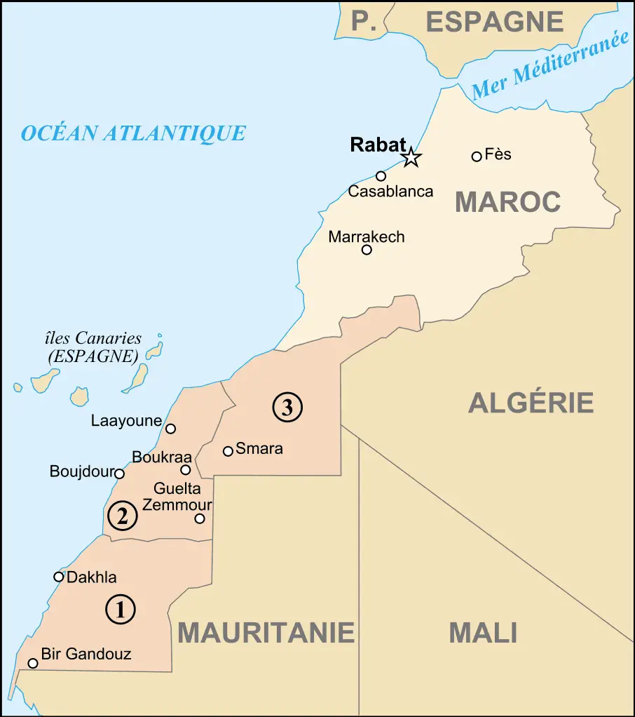 Map of Morocco And Western Sahara Fr