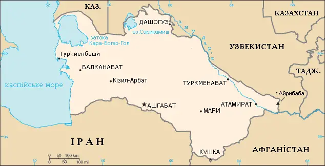 Map of Turkmenistan Uk
