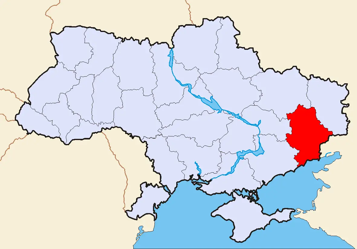 Map of Ukraine Political Simple Oblast Donezk