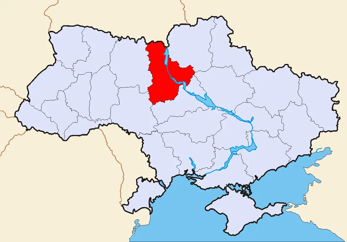 Map of Ukraine Political Simple Oblast Kiew