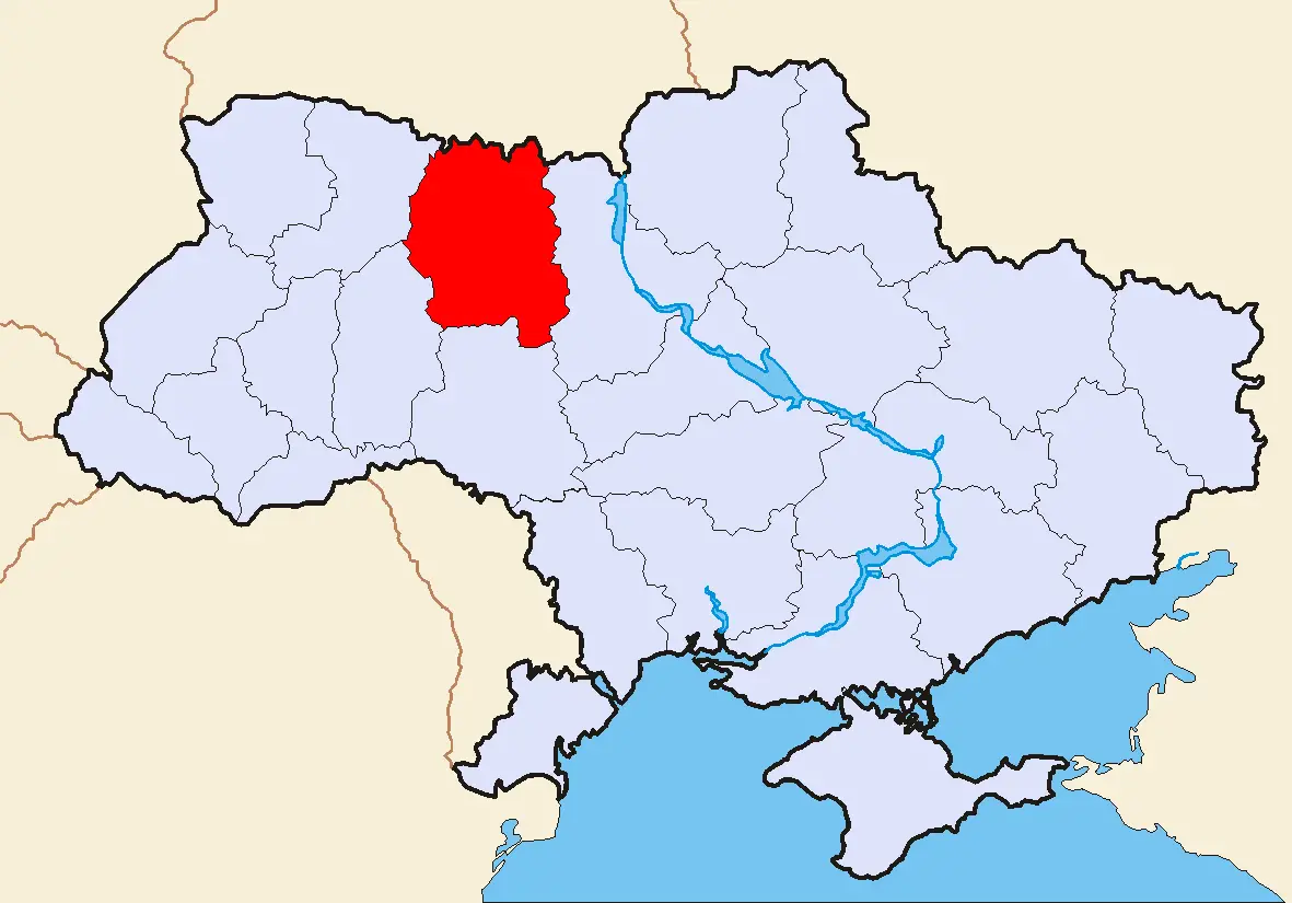 Map of Ukraine Political Simple Oblast Schytomyr