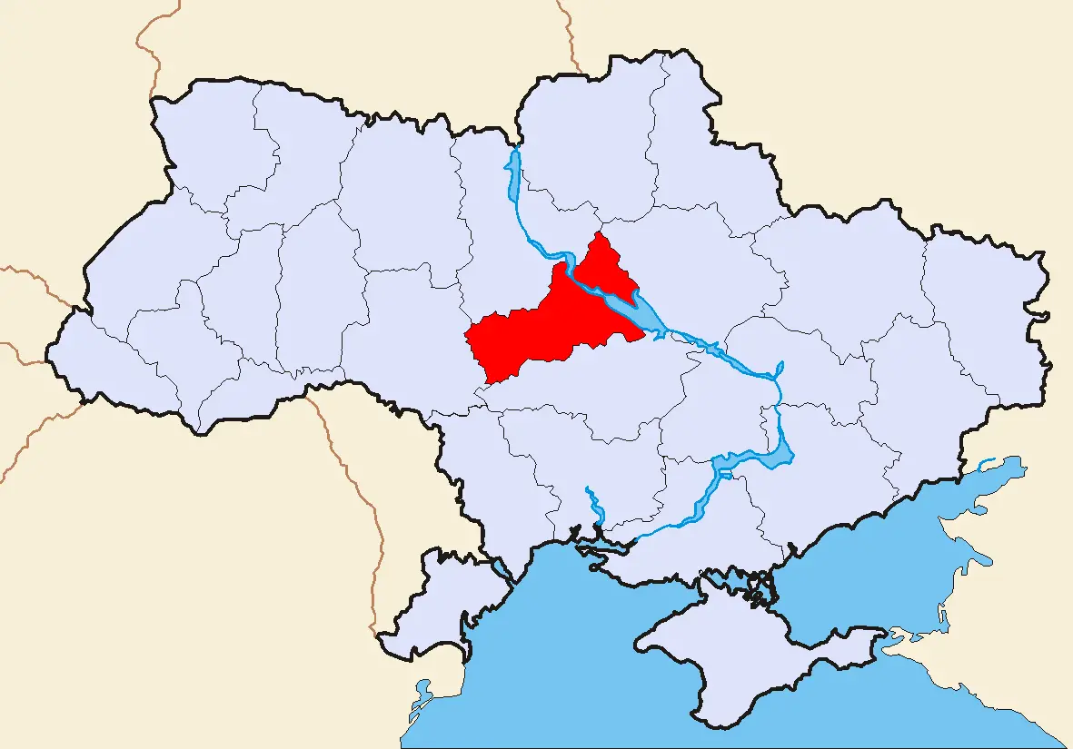 Map of Ukraine Political Simple Oblast Tscherkasy